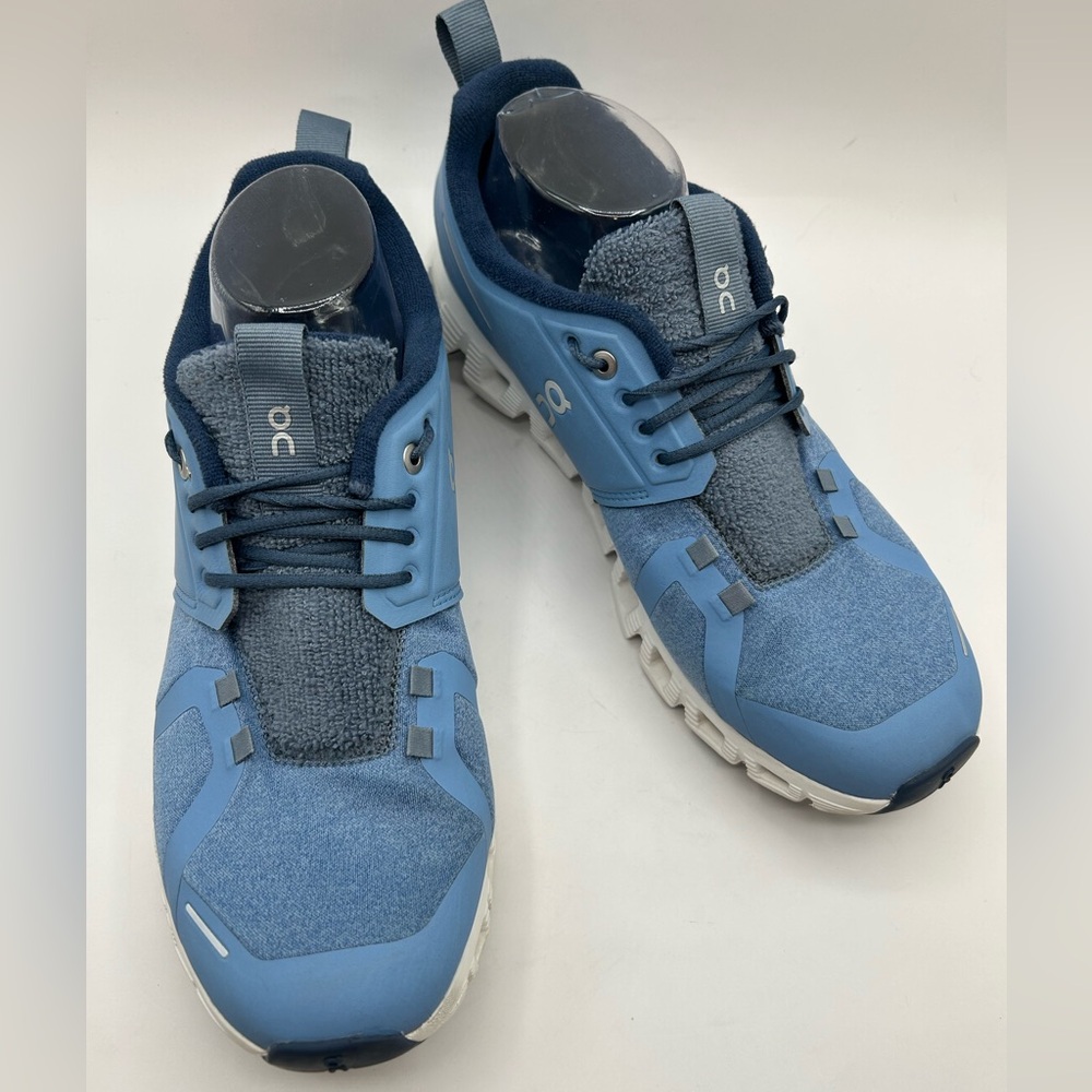 Like NEW Men's On Cloud 5 Terry Neptune White & Blue Running Shoe Sneaker SZ 9.5 - Picture 6 of 16
